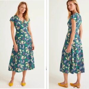 Boden Natasha Cotton Midi Dress in Floral Sailor Jungle Bloom Womens Size 6